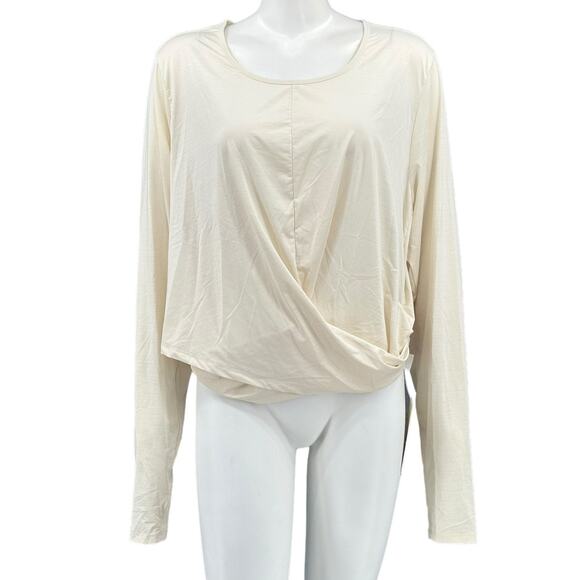 Fabletics Top Womens 3X Cream Leopard Crop Long Sleeves Athleisure Gym Workout - Picture 1 of 8